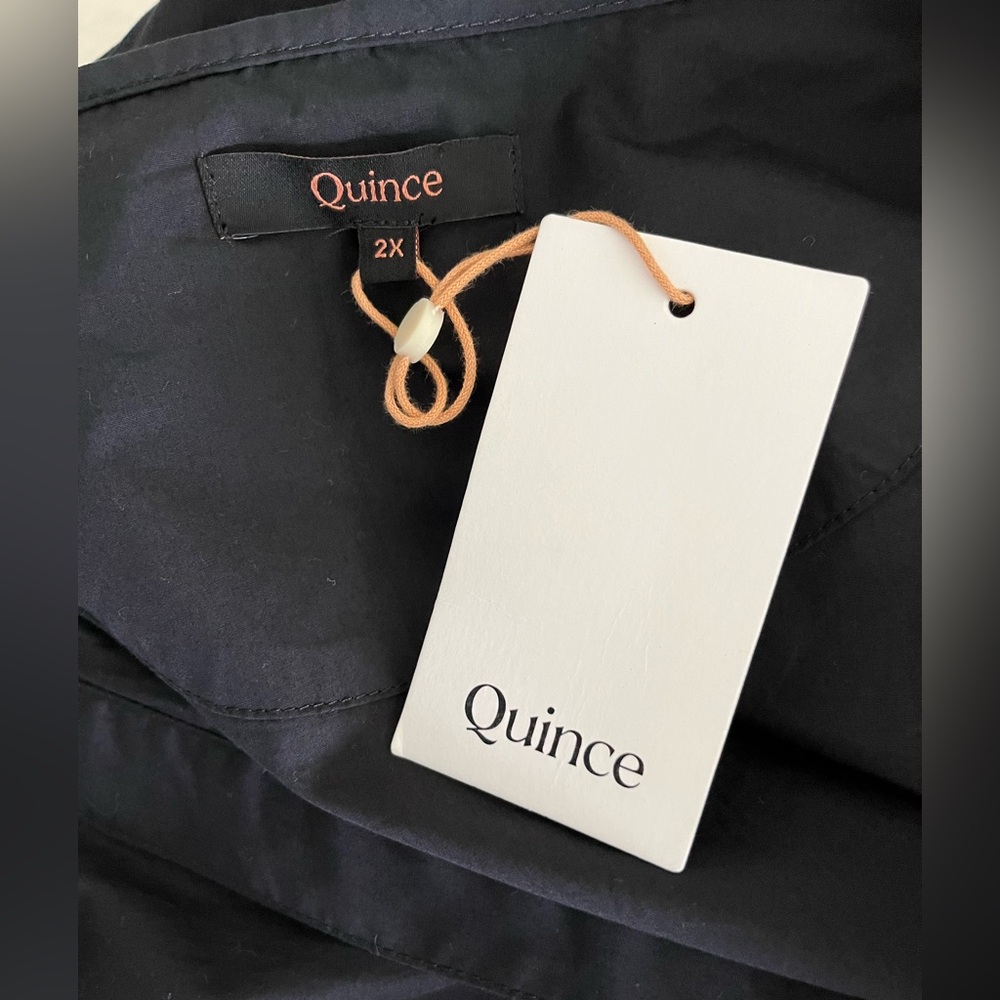 NWT Quince 100% Organic Cotton Dark Navy Tiered Maxi Dress Size 2X - Picture 8 of 12